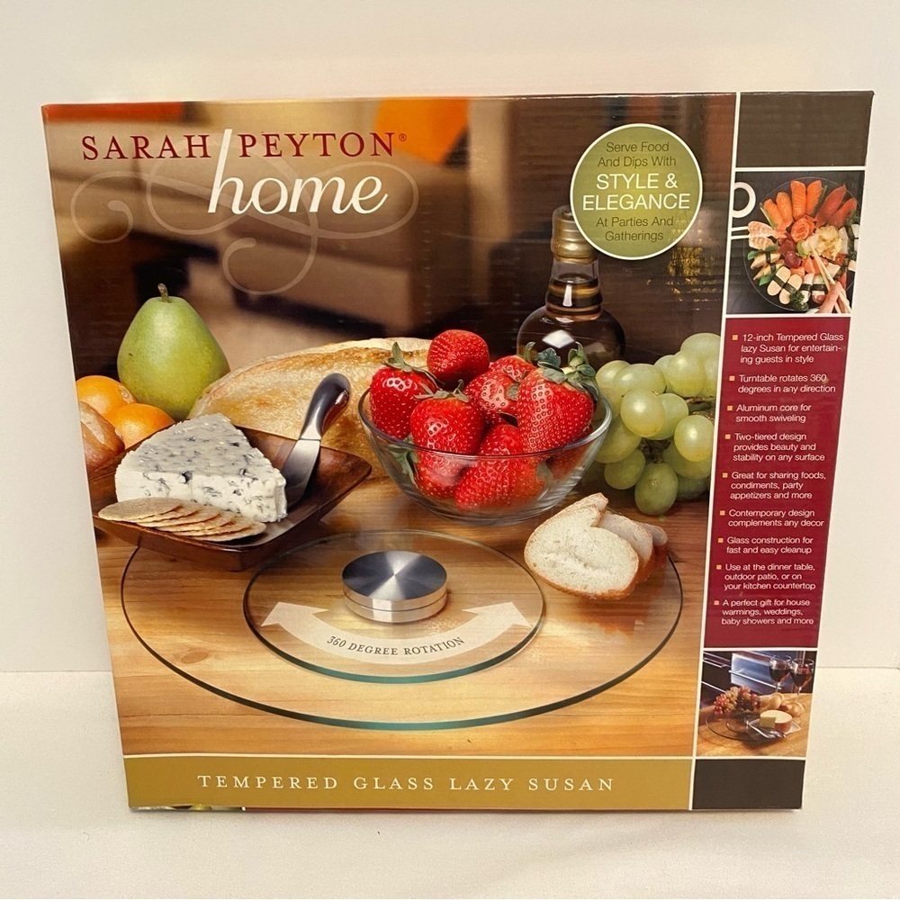 Sarah Peyton Home Tempered Glass Lazy Susan New In Box